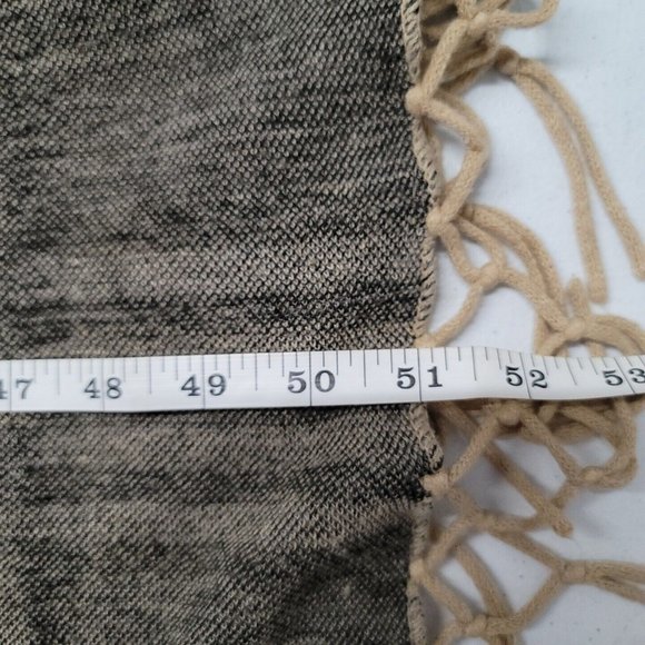 Coco Carmen Sweater Vest Wrap Cardigan Tan Gray Tartan Plaid Fringed One Size - Picture 14 of 14